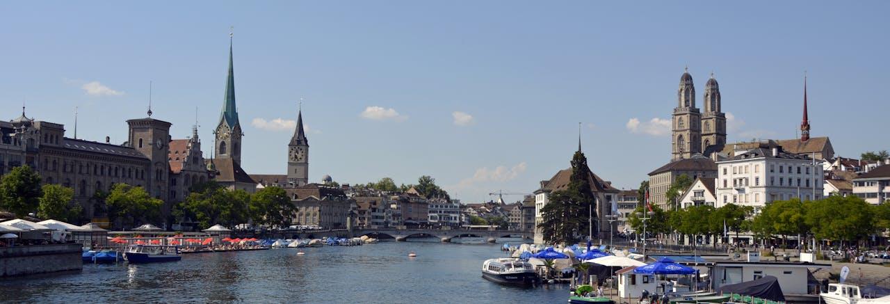 Old town and Limmat in Zurich.
